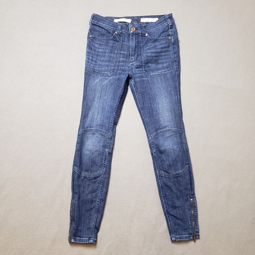 Pilcro and the Letterpress High-Rise Denim Moto Legging zip ankle size 28